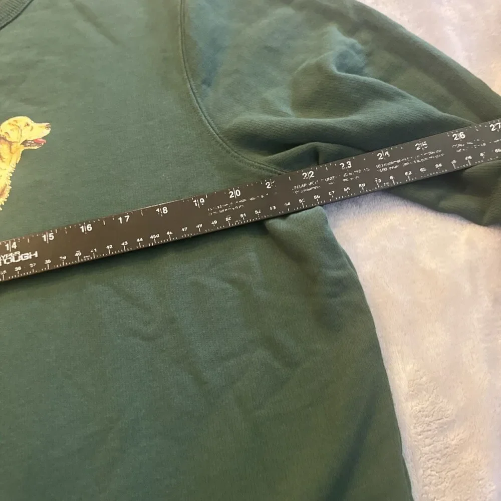 J Crew Golden Retriever Dog Crewneck Sweatshirt Pullover Green Men’s Large